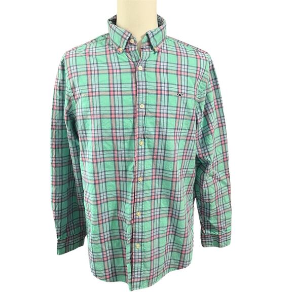 Vineyard Vines Shep & Ian | Classic Men's Whale Shirt Plaid Button Down Sz L - Picture 2 of 5